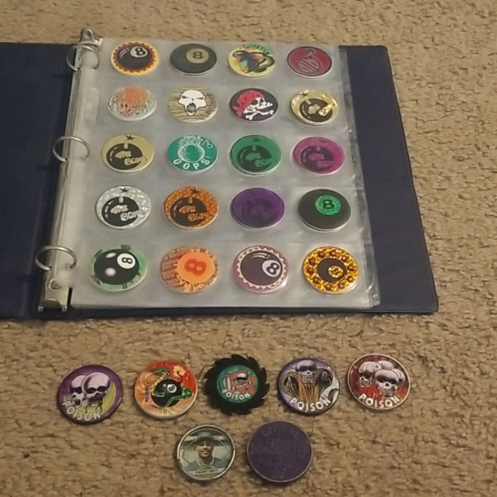 Pogs 54 assorted, 5 Poison slammers, Hurricane